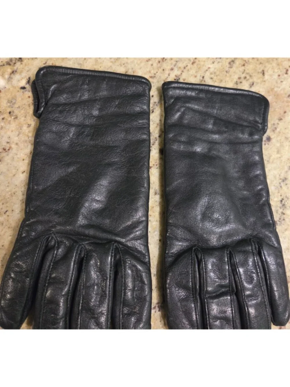 Vintage Womens Size S Black Leather Gloves Lined Moto Biker Winter